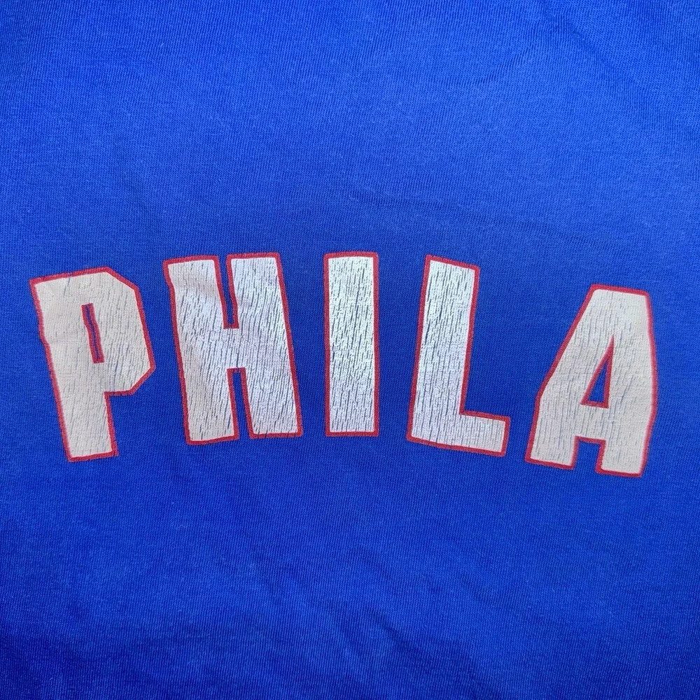 Vintage PJ Mark Absolute Philadelphia 76ers Blue T Shirt Size 2XL Basketball Y2K